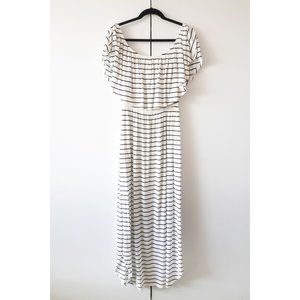 Off the shoulder stripe maxi dress with pockets